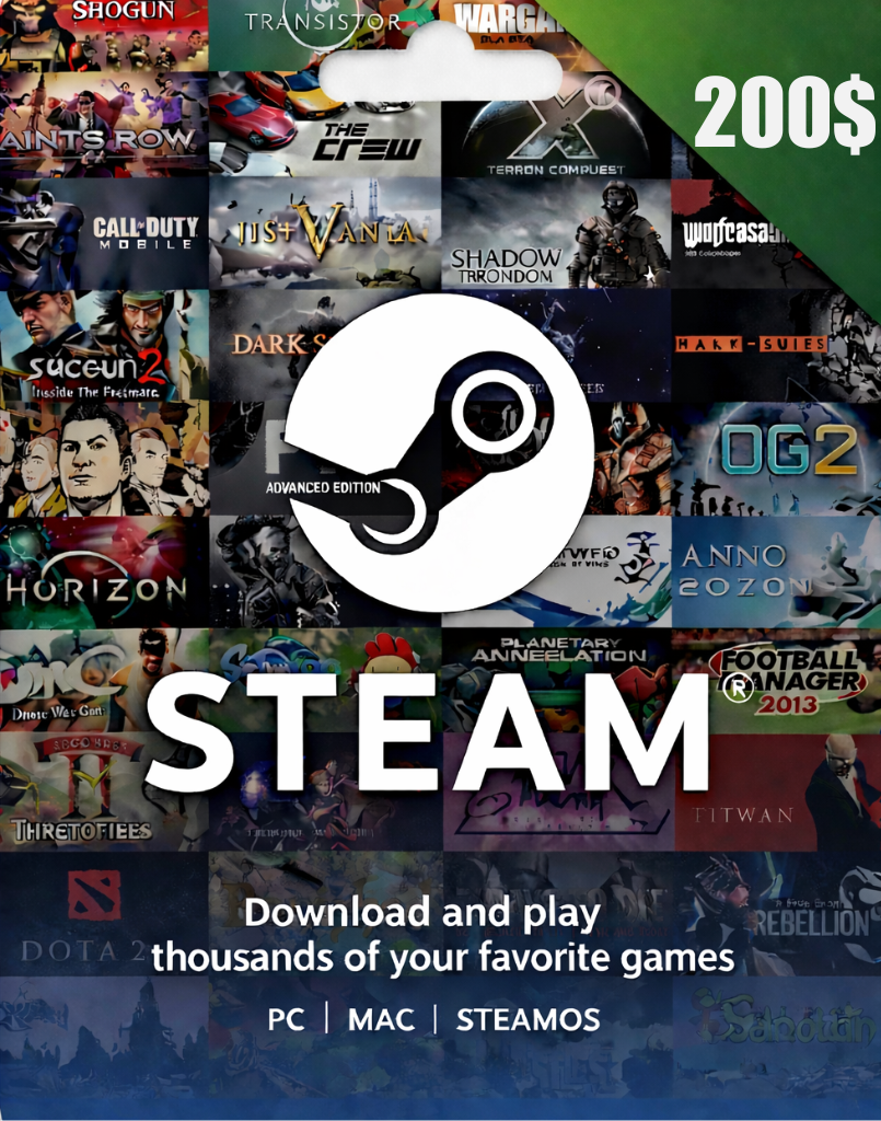 Steam Wallet 200$ Nạp Chậm